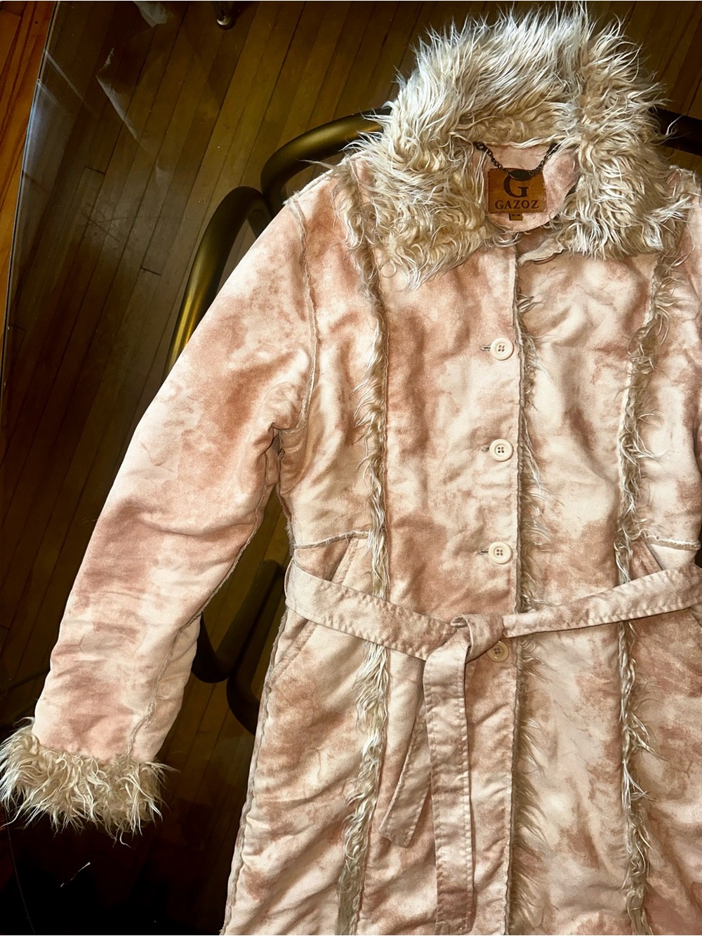 Gazoz Vintage Faux Fur Trim Soft Beige Penny Lane Coat